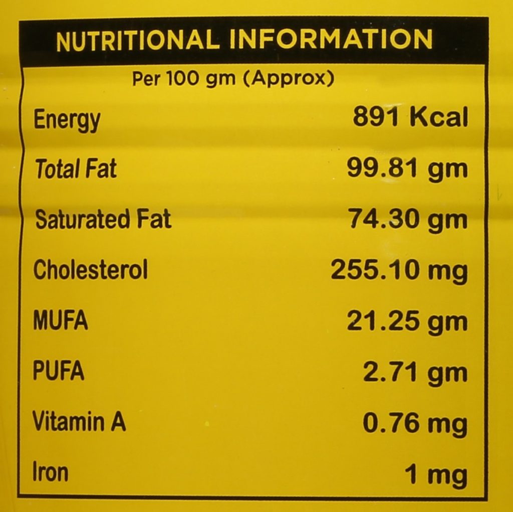 A2 Ghee Nutrition